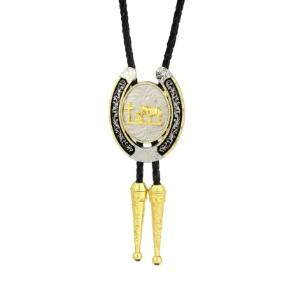 Shiny Shield Western Tie with Cross Embossed - Image 6