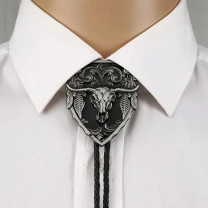 Bull Head Western Tie with Shield Design - Image 4