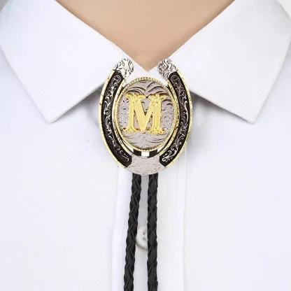 Horseshoe Western Tie with Initial Letter