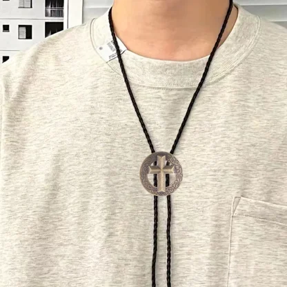 Cross Western Tie with Hollow Out Design - Image 12
