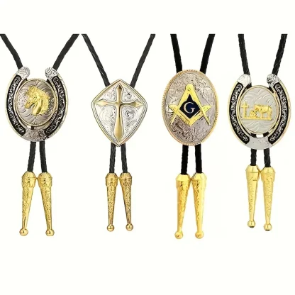 Shiny Shield Western Tie with Cross Embossed - Image 2