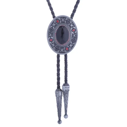 Retro Bolo Tie with Gemstone-like Design - Image 6