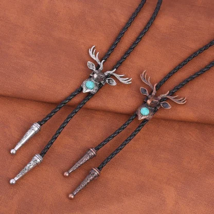 Decorative Bolo Tie with Elk Head Design - Image 2