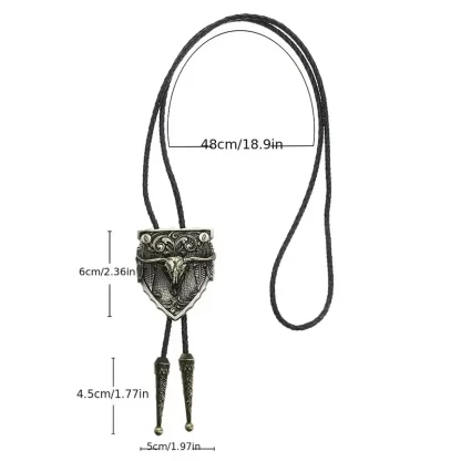 Bull Head Western Tie with Shield Design - Image 9