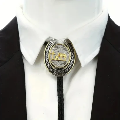 Shiny Shield Western Tie with Cross Embossed - Image 8
