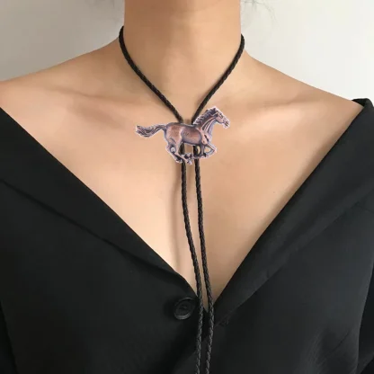 Adjustable Western Tie with Horse Pendant - Image 13