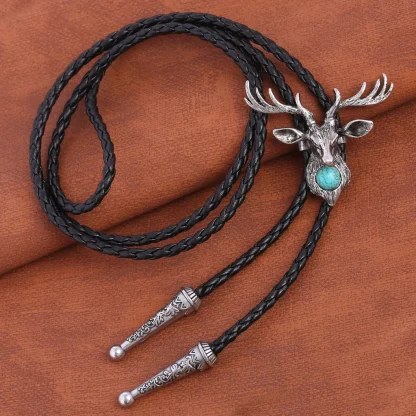 Decorative Bolo Tie with Elk Head Design - Image 3
