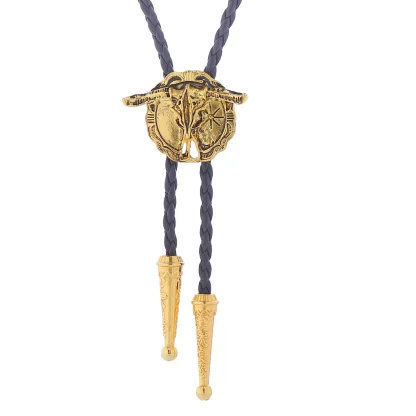 Retro Western Tie with Bull Skull Decor - Image 3