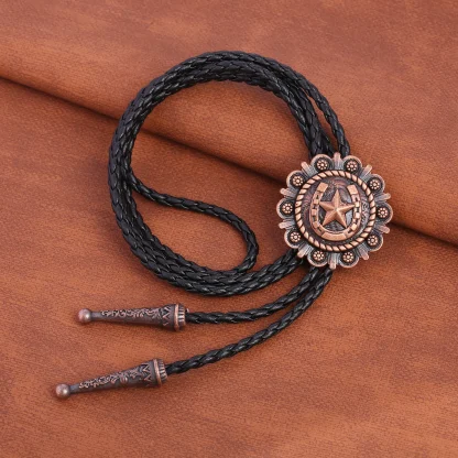 Round Weatern Tie with Embossed Star - Image 7