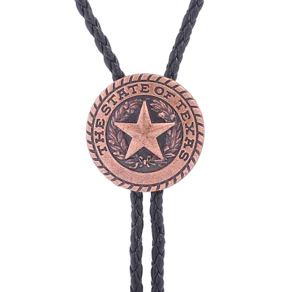 Round Weatern Tie with Embossed Star - Image 8