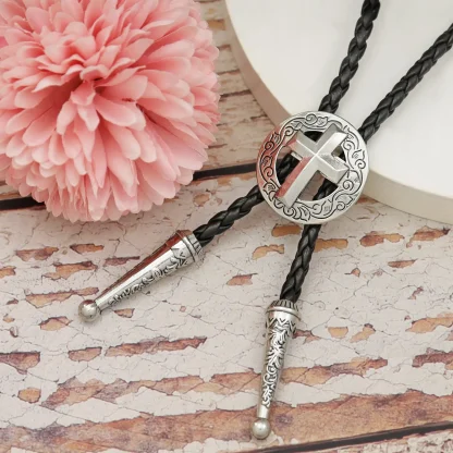 Hollow Out Circular Cross Western Tie