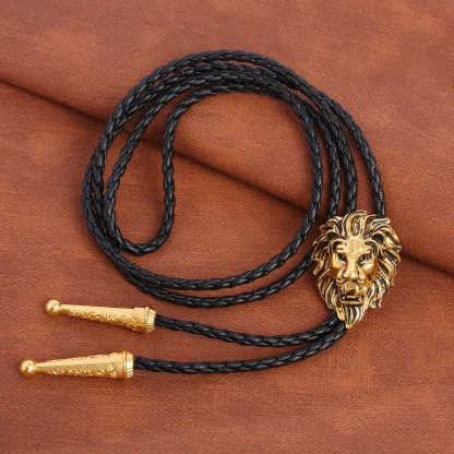 Retro Lion Head Pendant Bolo Tie - Image 4