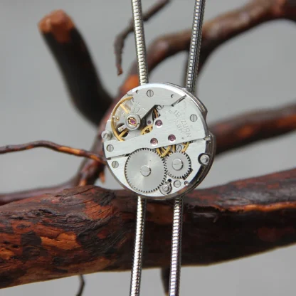 Round Bolo Tie with Techy Design