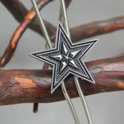 Modern Box Chain Bolo Tie with Star Design