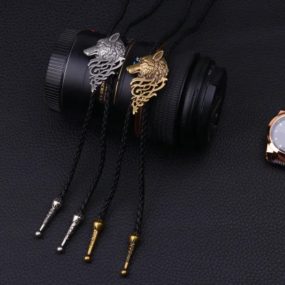Embossed Dragon Bolo Tie with Round Design - Image 8
