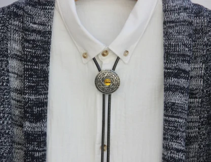 Decorative Bolo Tie with Animal Eye Design - Image 7