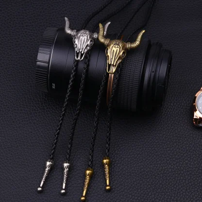 Embossed Dragon Bolo Tie with Round Design - Image 12