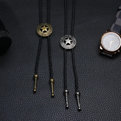 Embossed Dragon Bolo Tie with Round Design - Image 5