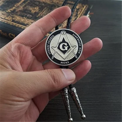 Classic Round Bolo Tie with G letter Design - Image 3