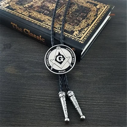 Classic Round Bolo Tie with G letter Design - Image 2