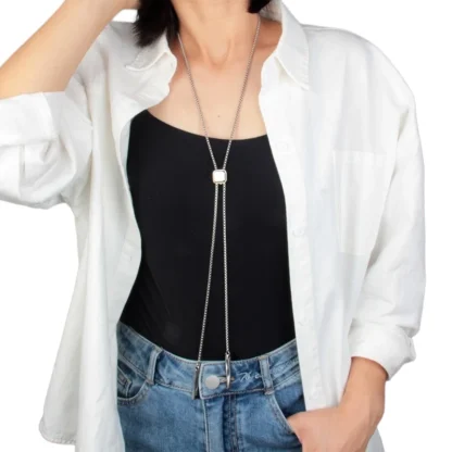 Box Chain Bolo Tie with Square Design - Image 7