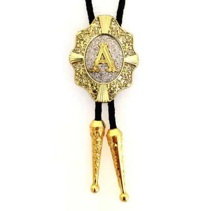 Luxury Retro Bolo Tie with Initial Letter