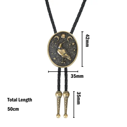 Retro Oval Bolo Tie with Bird Emboss - Image 6