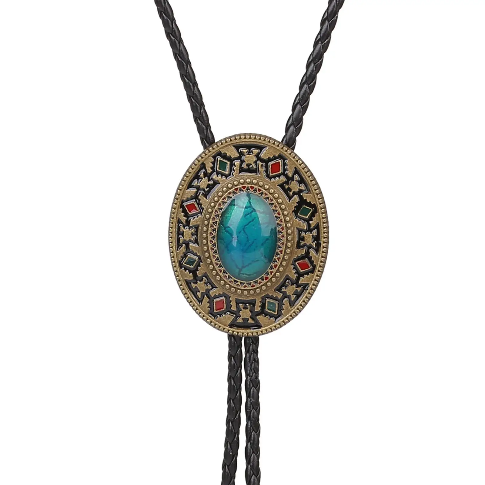 Cowboy Western Bolo Bootlace Tie on Black Cord for Fancy Dress Line Dancing