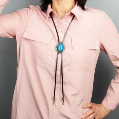 Turquoise Color Western Tie with Stylish Design