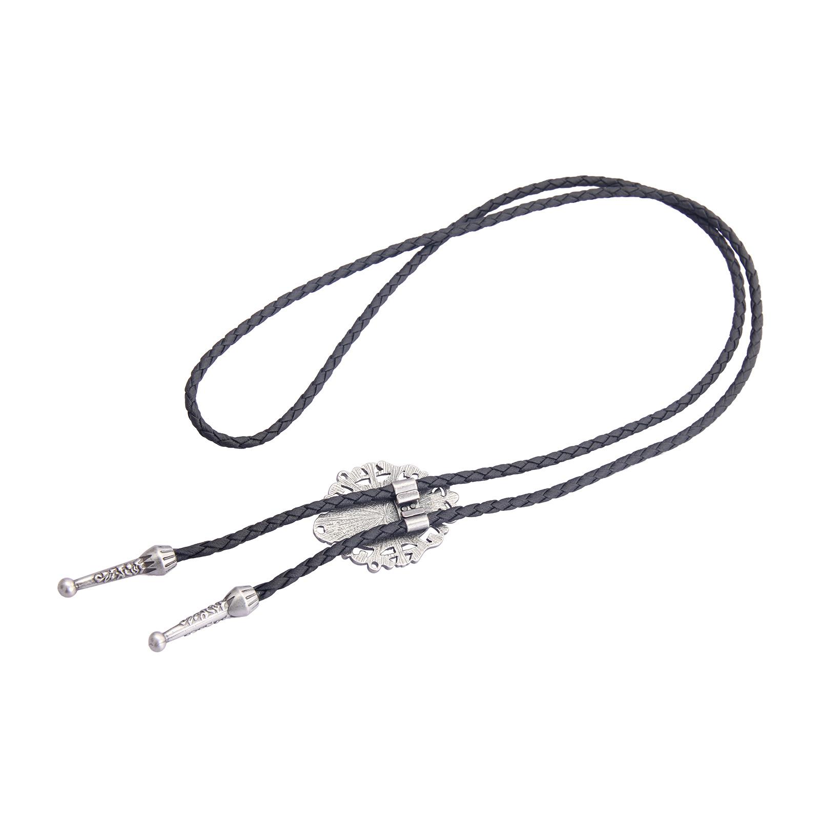 Retro Style Bolo Tie Adjustable Pendant PU Leather Rope Cowboy for Banquet