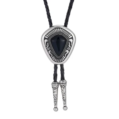 Classic Bolo Tie with Embossed Edge Decor