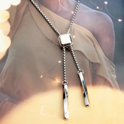 Box Chain Bolo Tie with Square Design