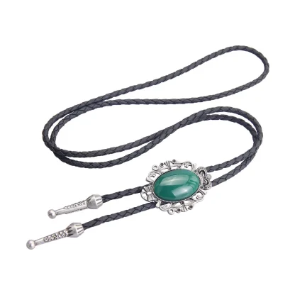 Green Formal Bolo Tie with Hollow Edge Decor - Image 6