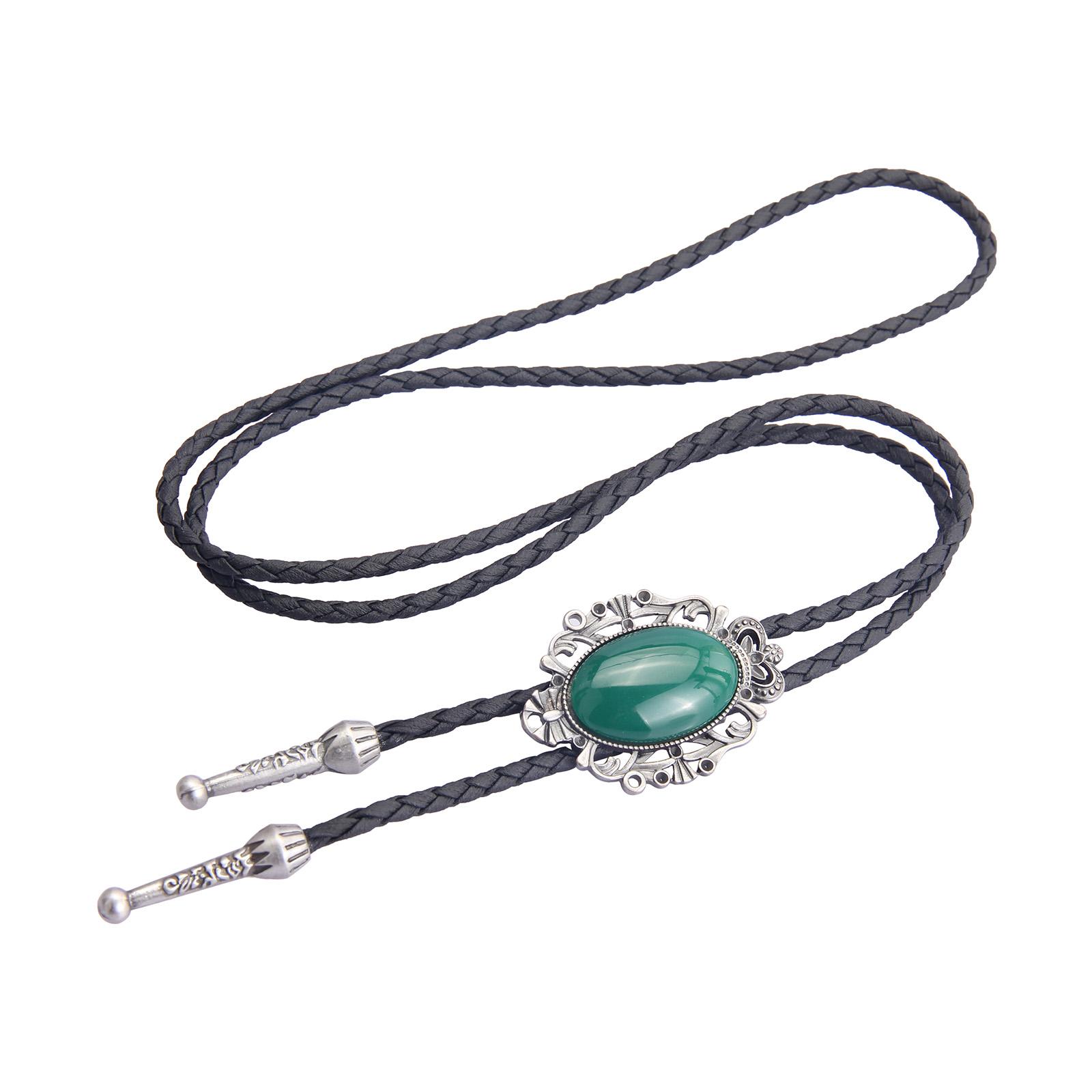 Retro Style Bolo Tie Adjustable Pendant PU Leather Rope Cowboy for Banquet