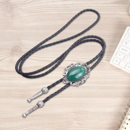 Green Formal Bolo Tie with Hollow Edge Decor - Image 2