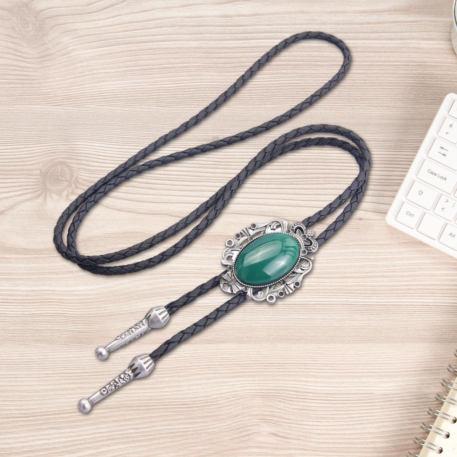 Retro Style Bolo Tie Adjustable Pendant PU Leather Rope Cowboy for Banquet