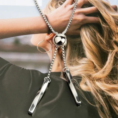 Round Modern Bolo Tie with Box Chain - Image 6