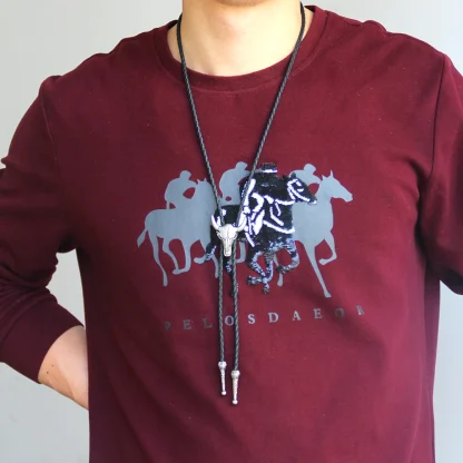 Western Tie with Bull Head Shape Pendant - Image 6