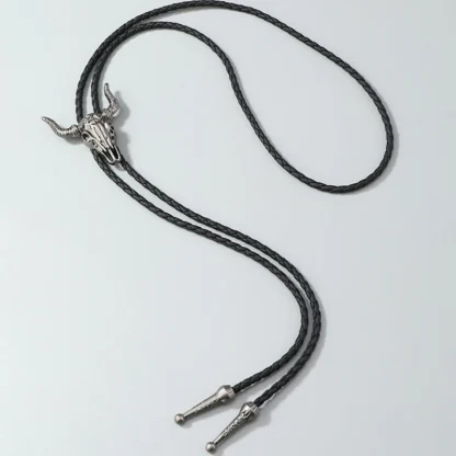 Skull Bull Head Pendant Western Tie - Image 6