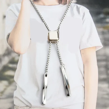 Box Chain Bolo Tie with Square Design - Image 8