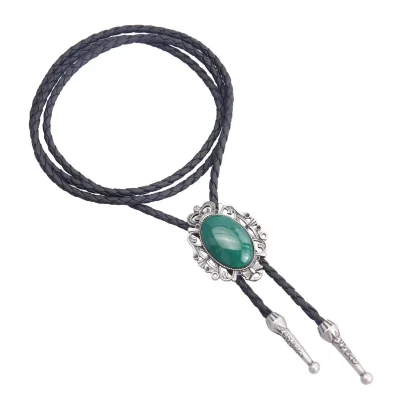 Green Formal Bolo Tie with Hollow Edge Decor