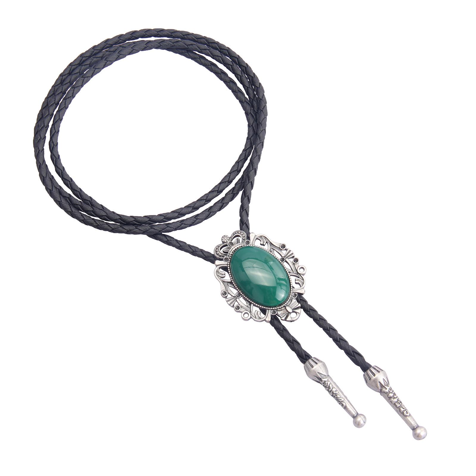 Retro Style Bolo Tie Adjustable Pendant PU Leather Rope Cowboy for Banquet