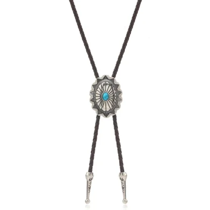 Adjustable Bolo Tie with Scallop Carving