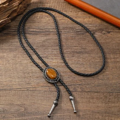 Turquoise Color Gemstone-like Bolo Tie - Image 5