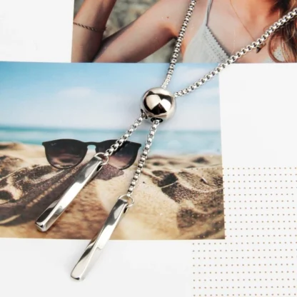 Round Modern Bolo Tie with Box Chain - Image 3