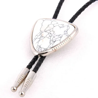 Shield Bolo Tie with Marble Pattern Design - Image 3