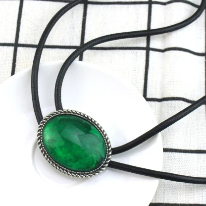 Metallic Oval Bolo Tie with Adjustable Centerpiece - Image 5