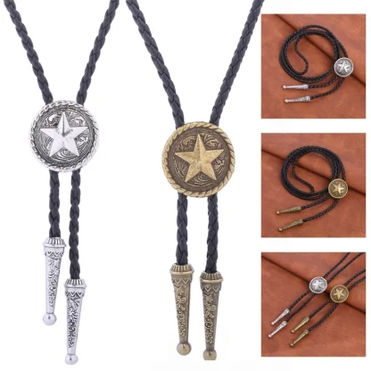 Rustic Western Tie with Emboss Star Design - Image 9