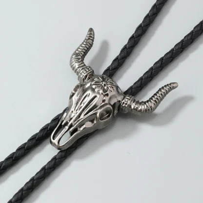Skull Bull Head Pendant Western Tie - Image 4