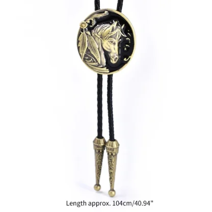 Round Western Tie with Horse Decor Buckle - Image 6